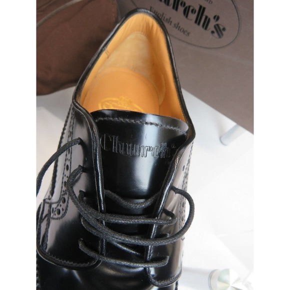CHURCH\'S by PRADA ROSS EEG005 BLACK LEATHER WINGTIP BROGUE DERBY OXFORDS 7 US 8 main image 12